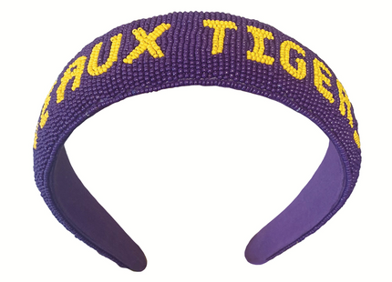 LSU Hand Beaded Headband