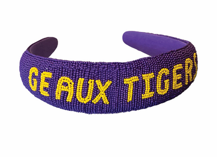 LSU Hand Beaded Headband