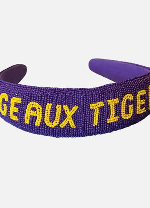 LSU Hand Beaded Headband