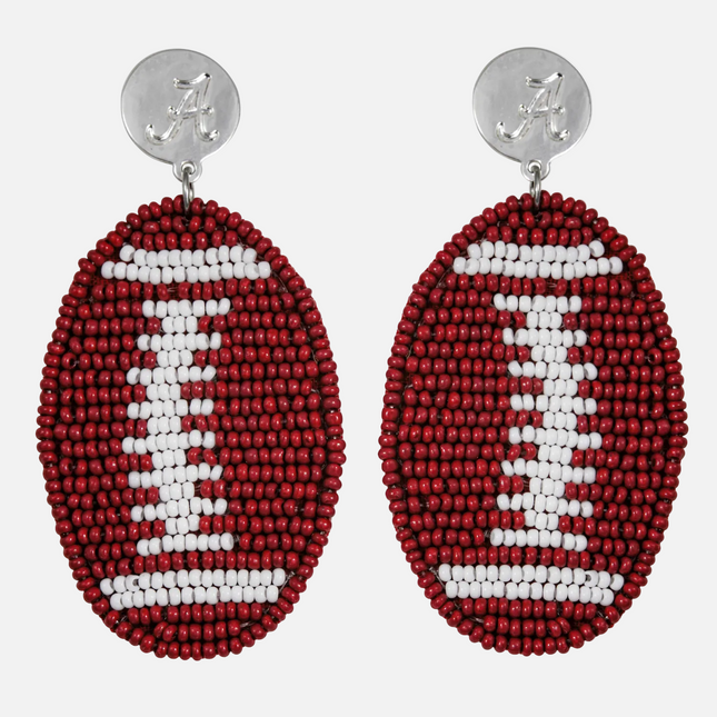 Alabama Crimson Tide Hand Beaded Football Earrings