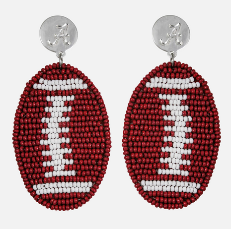 Alabama Crimson Tide Hand Beaded Football Earrings