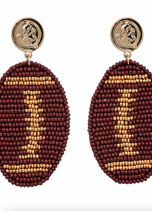 Florida State Seminoles Hand Beaded Touchback Football Earrings