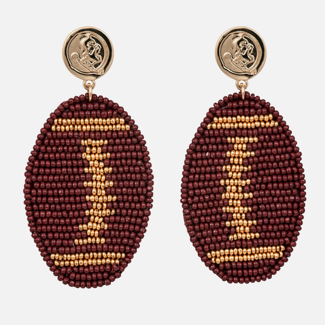 Florida State Seminoles Hand Beaded Touchback Football Earrings