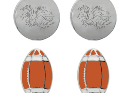 South Carolina Silver Gamecocks Football Stud Set