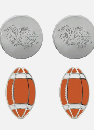 South Carolina Silver Gamecocks Football Stud Set