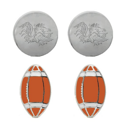 South Carolina Silver Football Stud Set