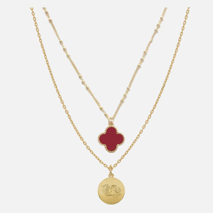 South Carolina Gamecocks Clover Necklace Gold