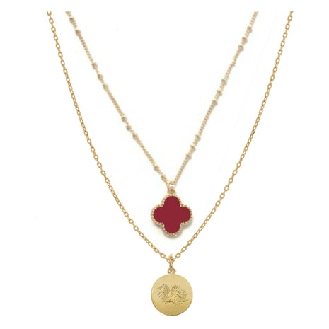 South Carolina Gamecocks Clover Necklace Gold