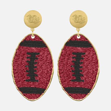 South Carolina Hand Beaded Touchback Earrings Gold