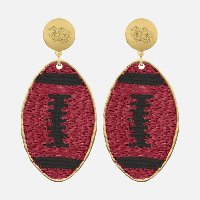 South Carolina Hand Beaded Touchback Earrings Gold