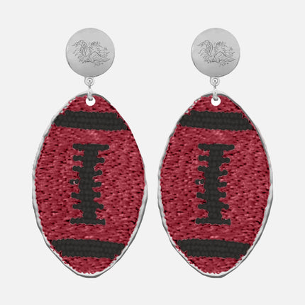 South Carolina Gamecocks Hand Beaded Touchback Earrings Silver