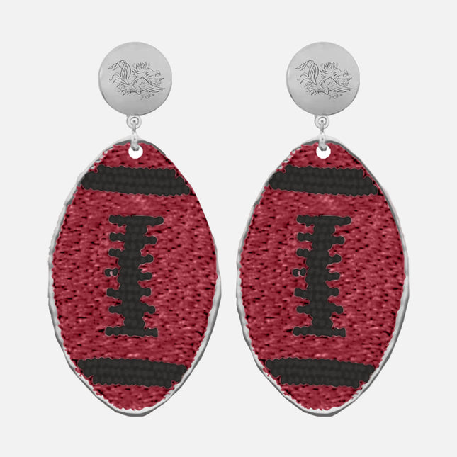 South Carolina Gamecocks Hand Beaded Touchback Earrings Silver