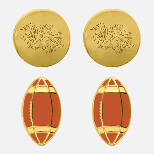 South Carolina Gamecocks Gold Football Stud Set