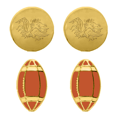 South Carolina Gamecocks Gold Football Stud Set