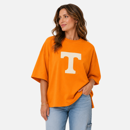 Tennessee Volunteers Ash Lightweight Fleece Raglan Top w-chenille logo
