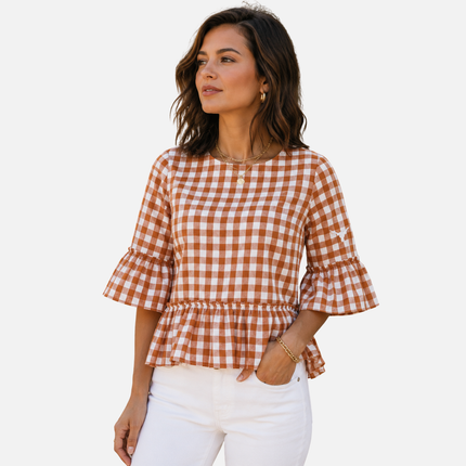 Texas Longhorns Finley Ruffle Top