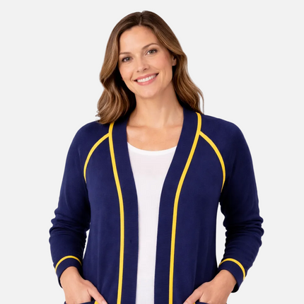 Michigan Wolverines Contrast Trim Cardigan Sweater