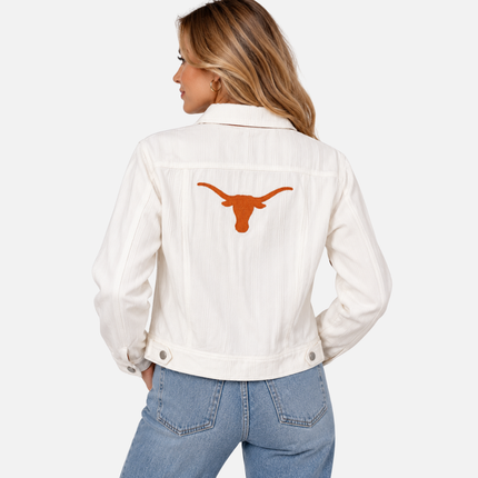 Texas Longhorns Embroidered Denim Jacket - Ivory