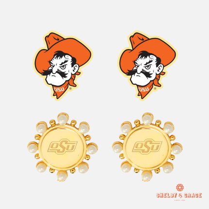 Oklahoma State Cowboys Paris Stud Earrings Set