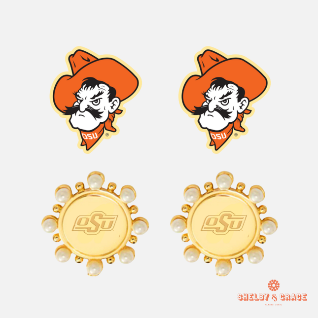 Oklahoma State Cowboys Paris Stud Earrings Set