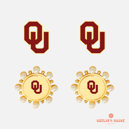 Oklahoma Sooners Paris Stud Earrings Set