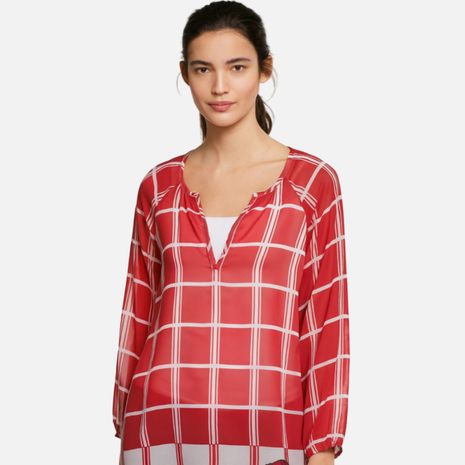 Arkansas Razorbacks Plaid Sheer Top