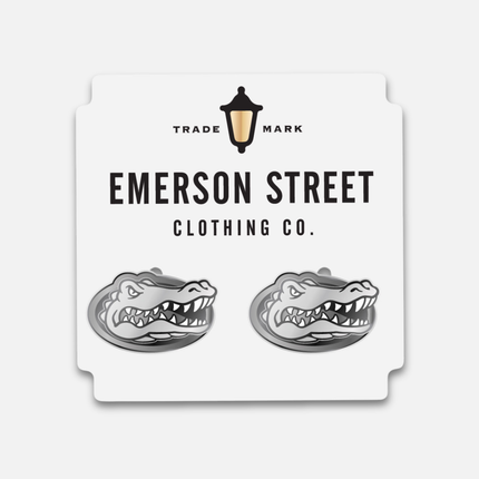 Florida Gators Logo Stud Earrings Silver Plated