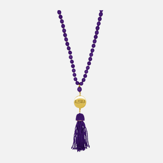 LSU Tigers Hand Beaded Lala Necklace