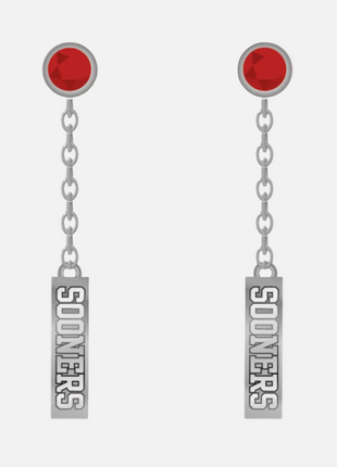 Oklahoma Sooners Logo Dangle Earrings Silver Plated
