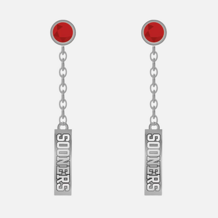 Oklahoma Sooners Logo Dangle Earrings Silver Plated