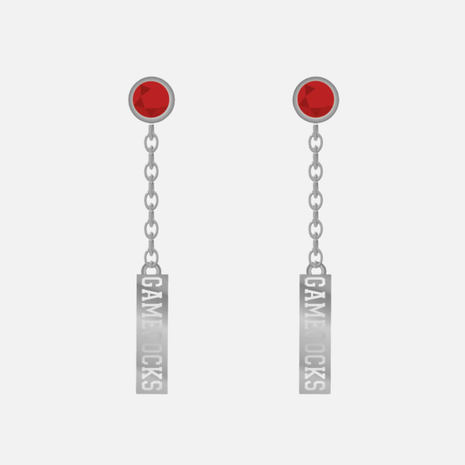 South Carolina Gamecocks Logo Dangle Earrings Silver Plated