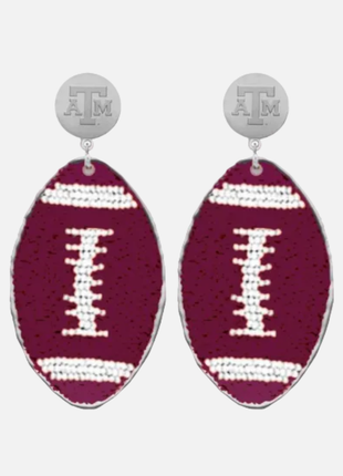 Texas A&M Hand Beaded Touchback Football Earrings