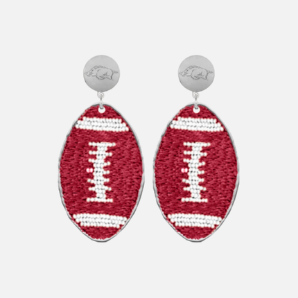 Arkansas Razorbacks Hand Beaded Touchback Football Earrings