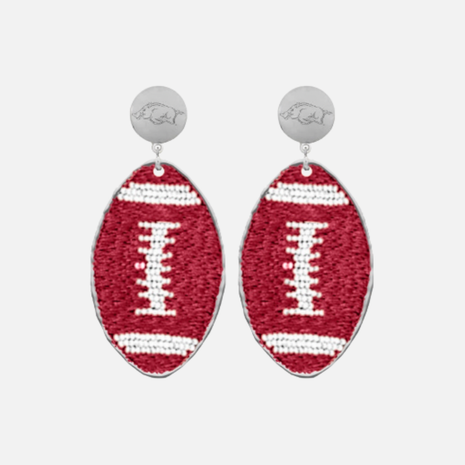 Arkansas Razorbacks Hand Beaded Touchback Football Earrings