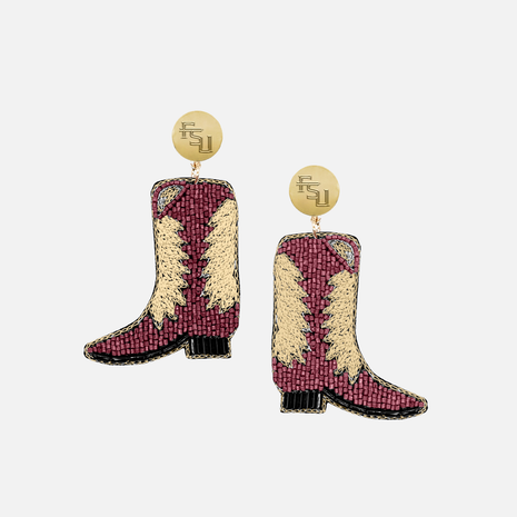 Florida State Seminoles Boots Hand Beaded Earrings