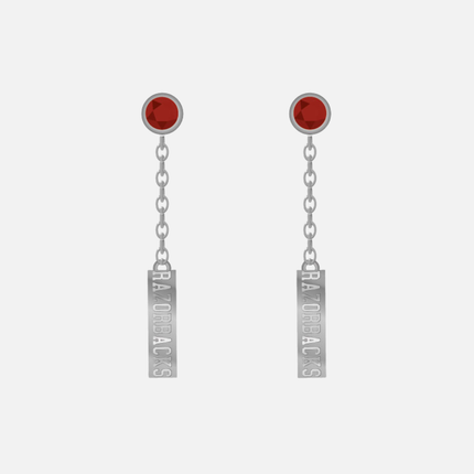 Arkansas Razorbacks Logo Dangle Earrings Silver Plated