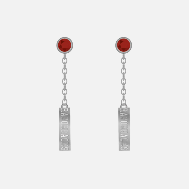Arkansas Razorbacks Logo Dangle Earrings Silver Plated
