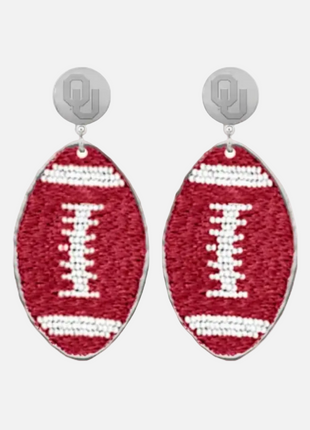 Oklahoma Sooners Hand Beaded Touchback Earrings