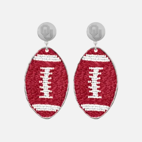 Oklahoma Sooners Hand Beaded Touchback Earrings