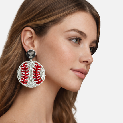 Texas Tech Red Raiders Hand Beaded Baseball Earrings