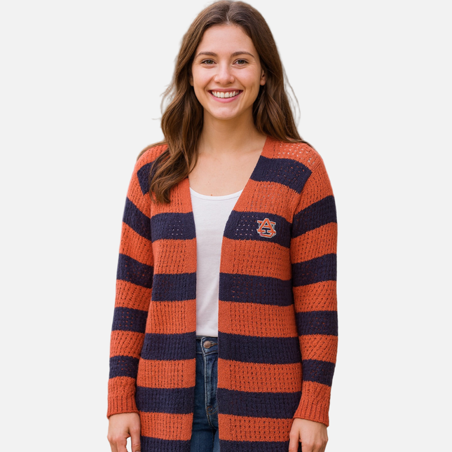 Auburn Tigers Open Knit Cardigan Sweater