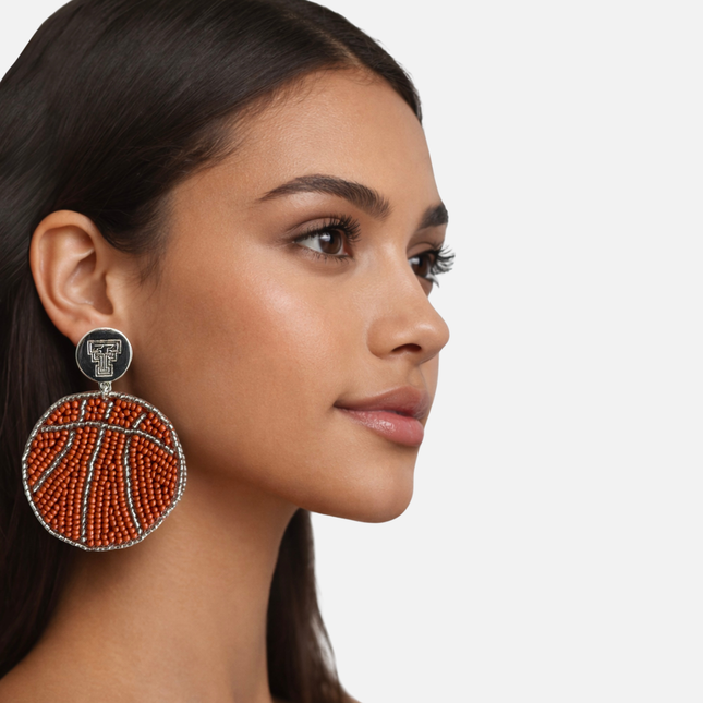 Texas Tech Red Raiders Hand Beaded Basketball Earrings