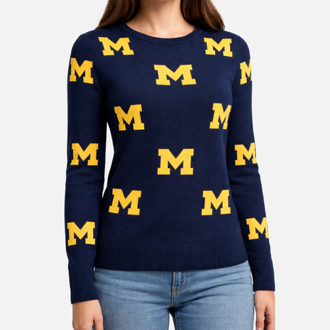 Michigan Wolverines Chestnut Jacquard Sweater