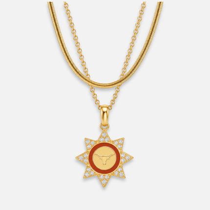 Texas Longhorns Silene Double Chain Pendant Necklace