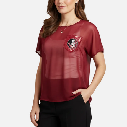 Florida State Seminoles Sheer Top with Sequin Pocket