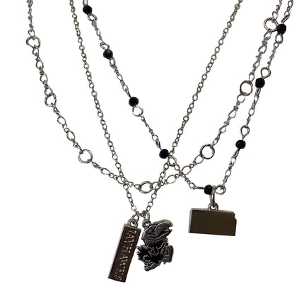 Kansas Jayhawks Multi Logo Necklace Silver Plated