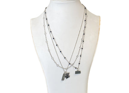 Kansas Jayhawks Multi Logo Necklace Silver Plated