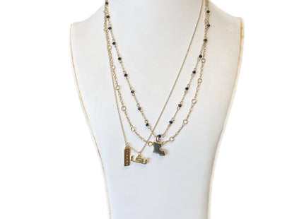 LSU Tigers Multi Logo Necklace Gold Plated