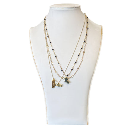 LSU Tigers Multi Logo Necklace Gold Plated