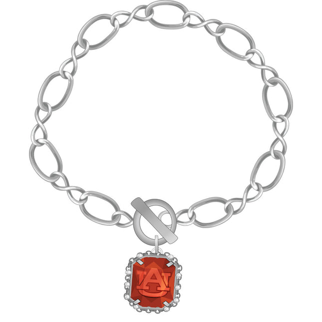 Auburn Tigers Etched Chain Bracelet Silver Plated